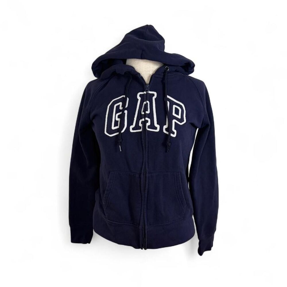 classic Y2K Navy GAP arch logo drawstring hoodie